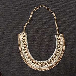 Forever 21 White and Gold Statement Bib Necklace